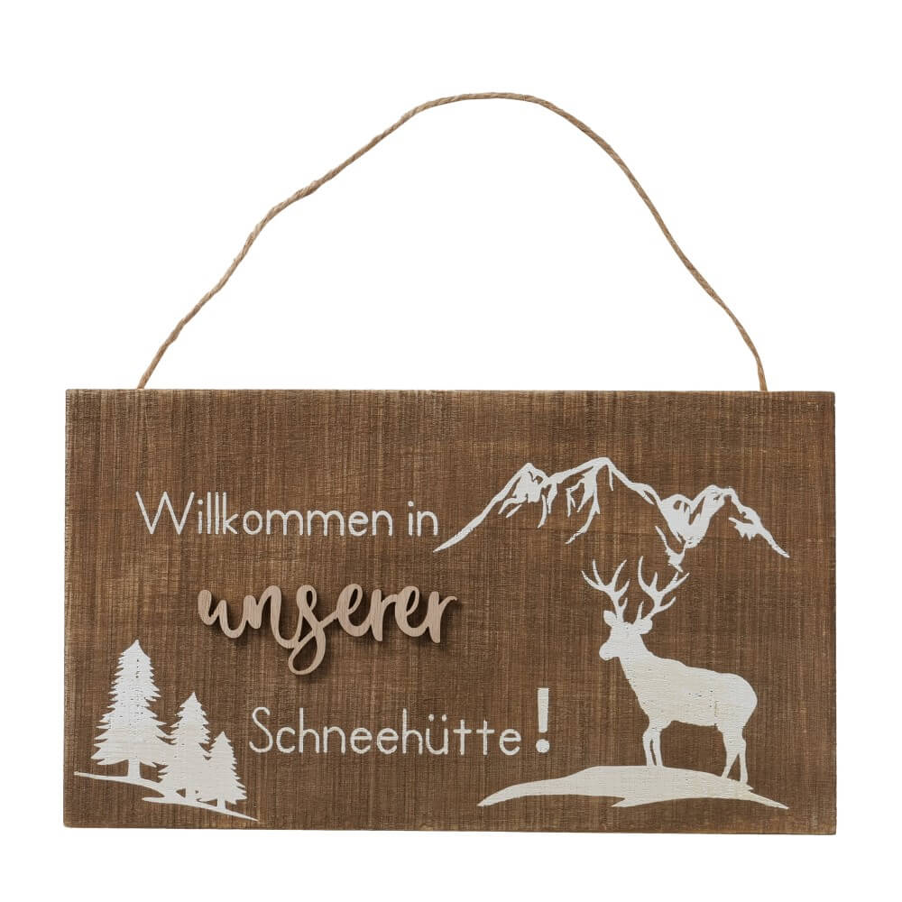 Holzschild Schneehütte